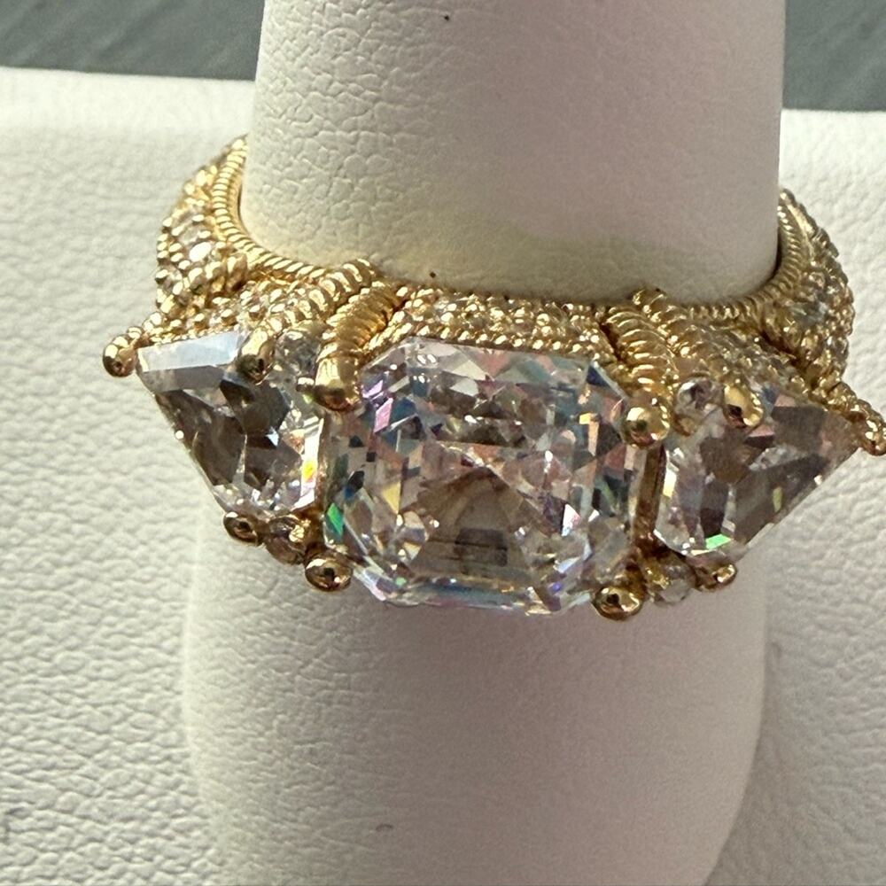 Judith Ripka 925 Sterling Silver 14K Gold Clad Ring Size 8.75 NEW